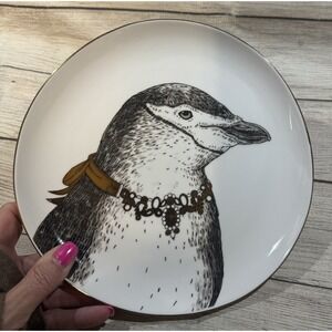 Rachel Kozlowski West Elm Dapper Animal 8.5" Plate Penguin Necklace White & Gold
